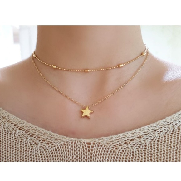 Jewelry - 4 for $20 Layered Star Choker Necklace (Gold)